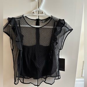 NEW! Black ruffled mesh top with attached cami